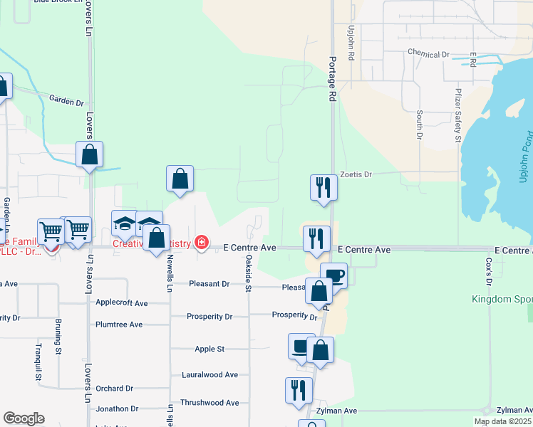 map of restaurants, bars, coffee shops, grocery stores, and more near 2045 East Centre Avenue in Portage