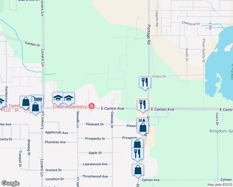 map of restaurants, bars, coffee shops, grocery stores, and more near 2045 East Centre Avenue in Portage