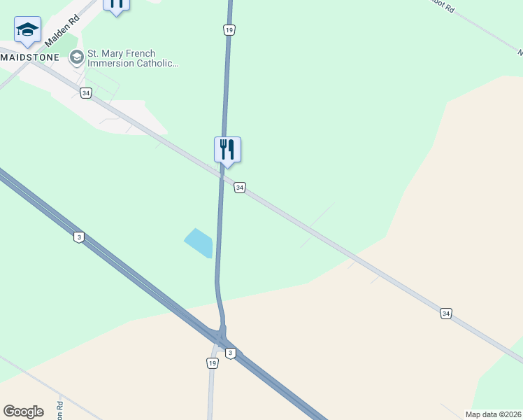 map of restaurants, bars, coffee shops, grocery stores, and more near 914 County Road 34 in Essex County