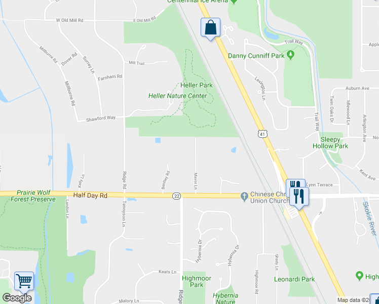 map of restaurants, bars, coffee shops, grocery stores, and more near 2746 Mavor Lane in Highland Park