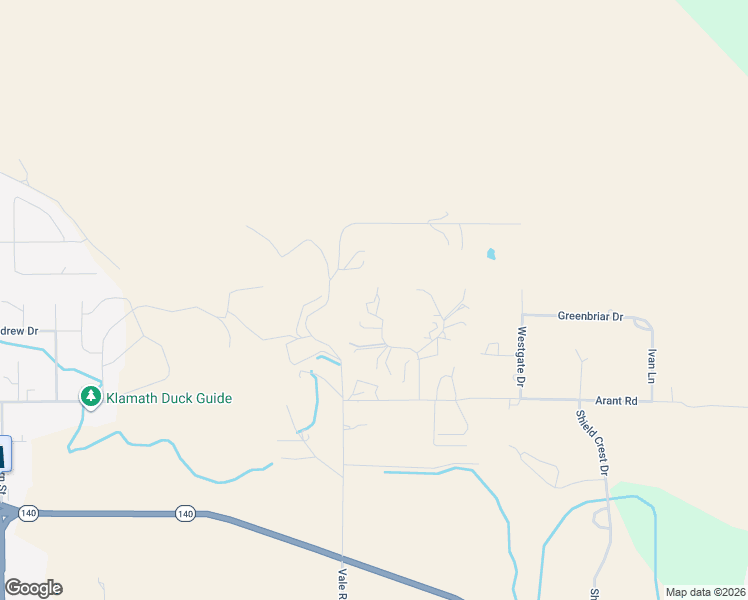 map of restaurants, bars, coffee shops, grocery stores, and more near 2600 Aurora Drive in Klamath Falls