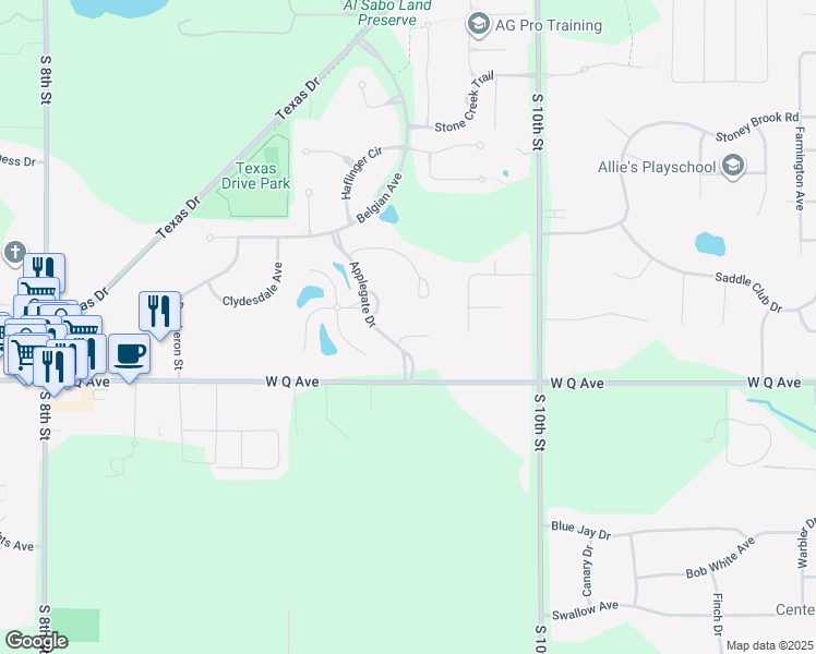 map of restaurants, bars, coffee shops, grocery stores, and more near 6262 Stable Glen Court in Kalamazoo