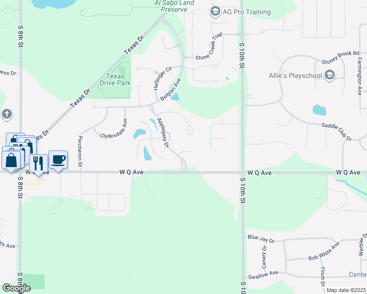 map of restaurants, bars, coffee shops, grocery stores, and more near 6262 Stable Glen Court in Kalamazoo