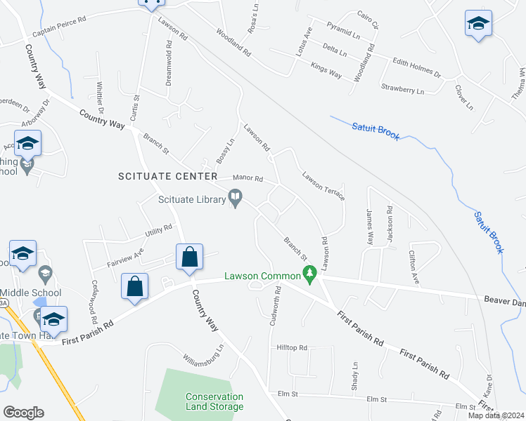 map of restaurants, bars, coffee shops, grocery stores, and more near 97 Central Park Drive in Scituate
