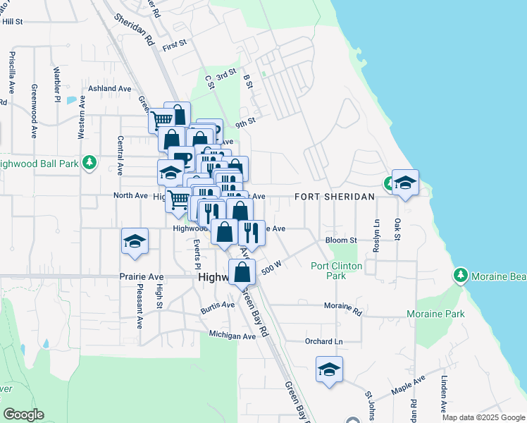 map of restaurants, bars, coffee shops, grocery stores, and more near 2750 Lauretta Place in Highland Park