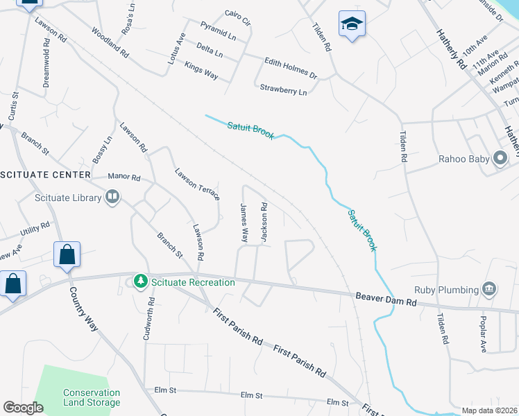 map of restaurants, bars, coffee shops, grocery stores, and more near 43 Jackson Road in Scituate