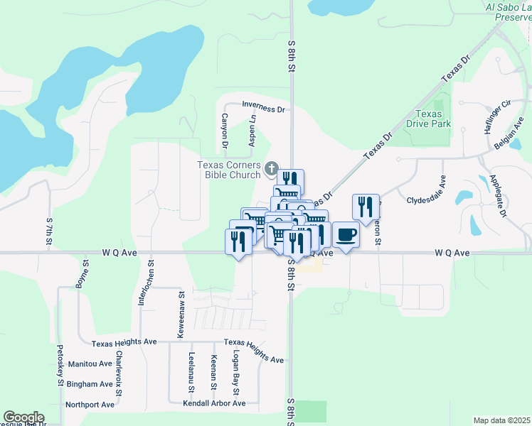 map of restaurants, bars, coffee shops, grocery stores, and more near 7922 South 8th Street in Kalamazoo