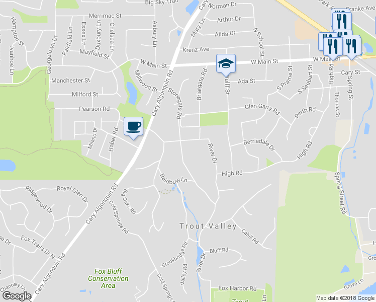 map of restaurants, bars, coffee shops, grocery stores, and more near 192 Stonegate Road in Cary