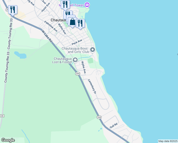 map of restaurants, bars, coffee shops, grocery stores, and more near 15 Longfellow Avenue in Mayville