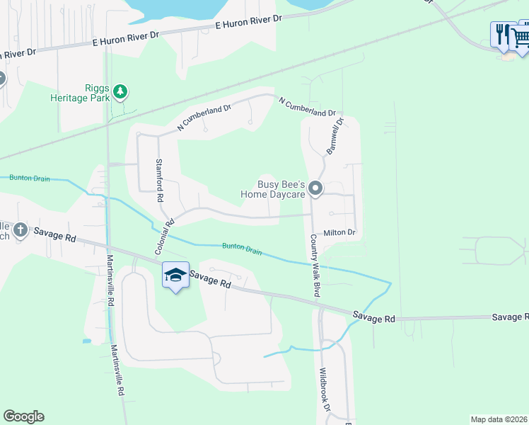 map of restaurants, bars, coffee shops, grocery stores, and more near 42437 Colonial Road in Belleville