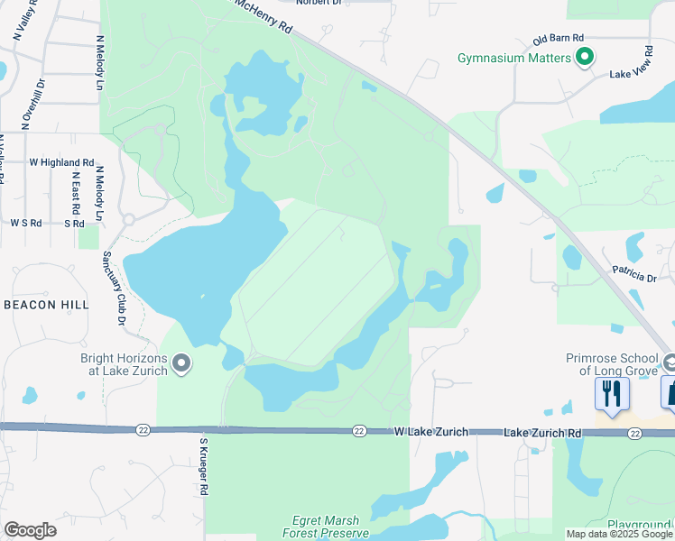 map of restaurants, bars, coffee shops, grocery stores, and more near 3 Corporate Drive in Lake Zurich