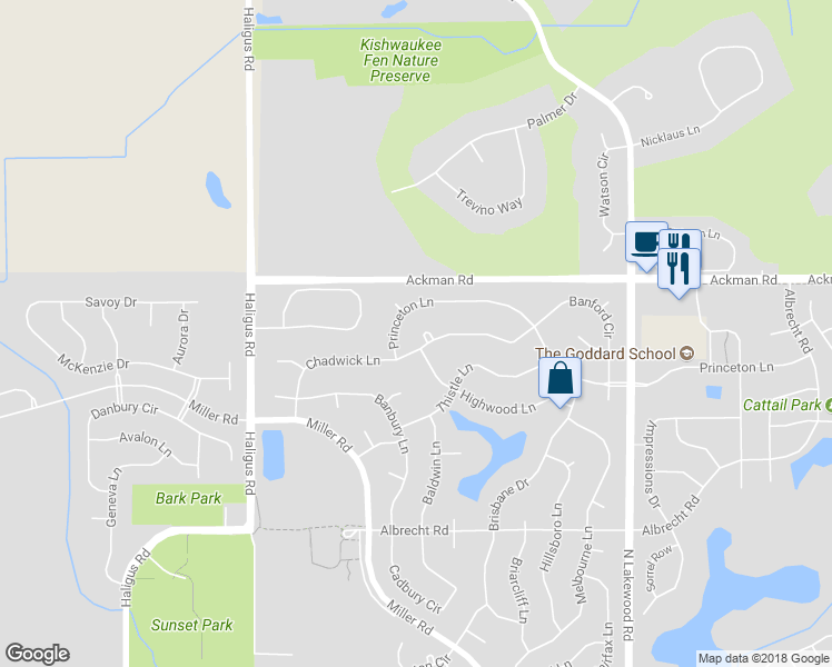 map of restaurants, bars, coffee shops, grocery stores, and more near 3590 Chadwick Lane in Lake in the Hills