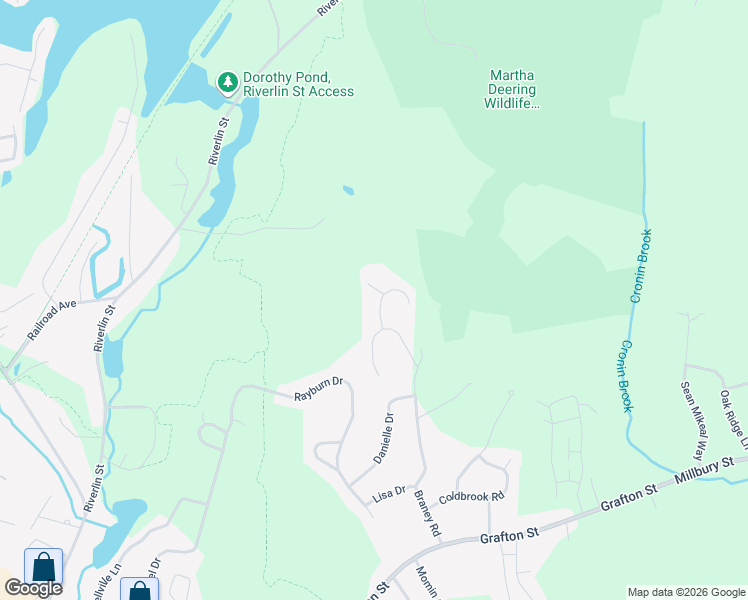 map of restaurants, bars, coffee shops, grocery stores, and more near 1 Diana Hill Drive in Millbury