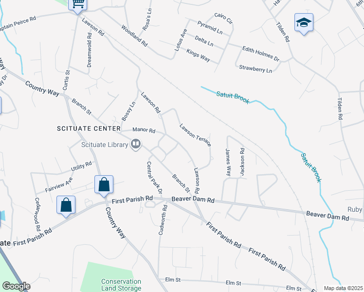 map of restaurants, bars, coffee shops, grocery stores, and more near 47 Lawson Road in Scituate