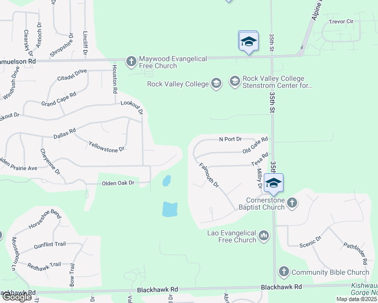 map of restaurants, bars, coffee shops, grocery stores, and more near 3942 North Port Drive in Rockford