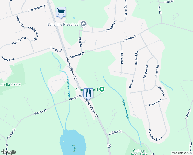 map of restaurants, bars, coffee shops, grocery stores, and more near 22 Davenport Ln in Hopkinton