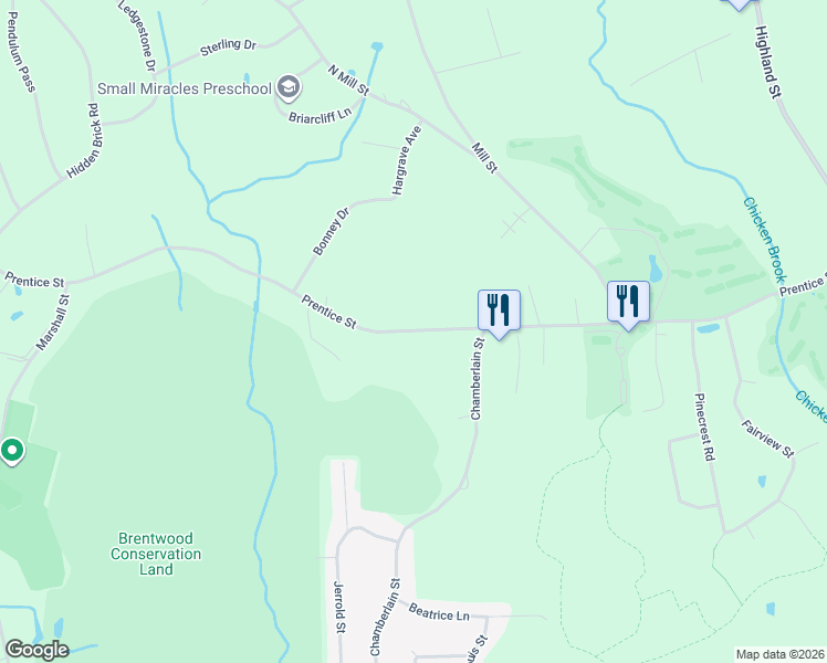 map of restaurants, bars, coffee shops, grocery stores, and more near 326 Prentice Street in Holliston
