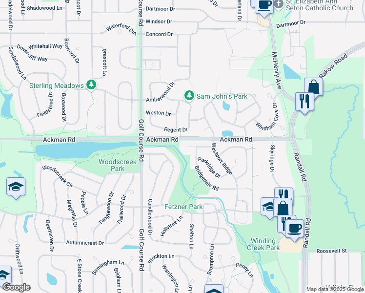 map of restaurants, bars, coffee shops, grocery stores, and more near 700 Auburn Court in Crystal Lake