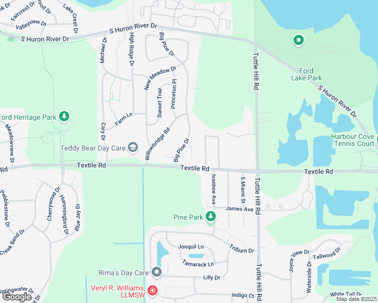map of restaurants, bars, coffee shops, grocery stores, and more near 5915 Big Pine Court in Ypsilanti