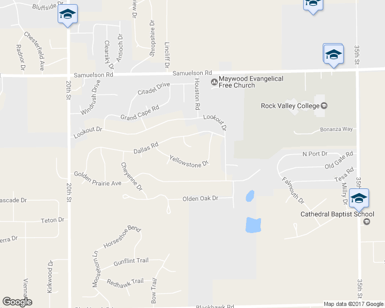 map of restaurants, bars, coffee shops, grocery stores, and more near 5329 Dallas Court in Rockford