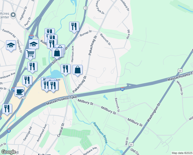 map of restaurants, bars, coffee shops, grocery stores, and more near 1 Victoria Drive in Auburn