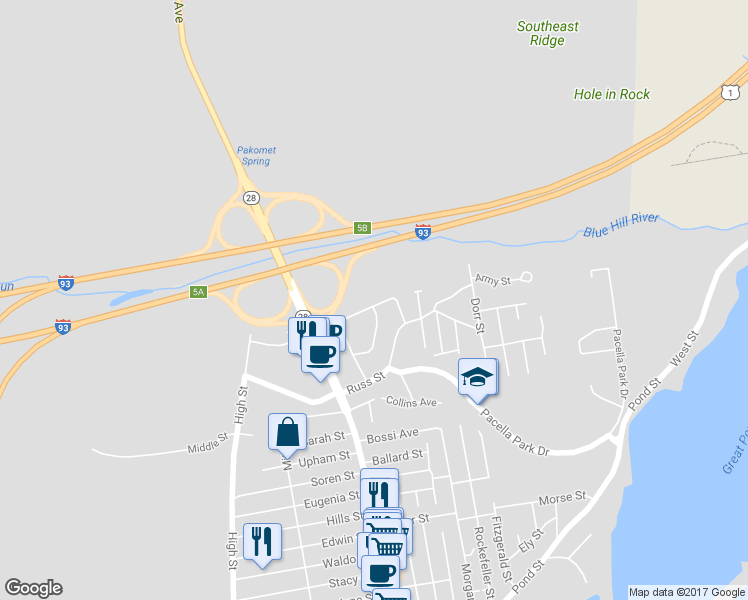 map of restaurants, bars, coffee shops, grocery stores, and more near 15 Martindale Road in Randolph