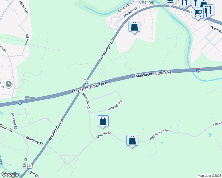 map of restaurants, bars, coffee shops, grocery stores, and more near 24 Jade Hill Road in Auburn