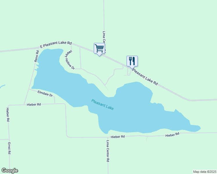map of restaurants, bars, coffee shops, grocery stores, and more near 11490 Pleasant Shore Drive in Manchester