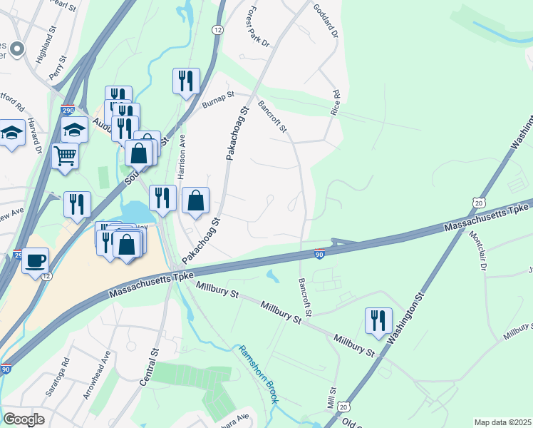 map of restaurants, bars, coffee shops, grocery stores, and more near 3 Victoria Drive in Auburn