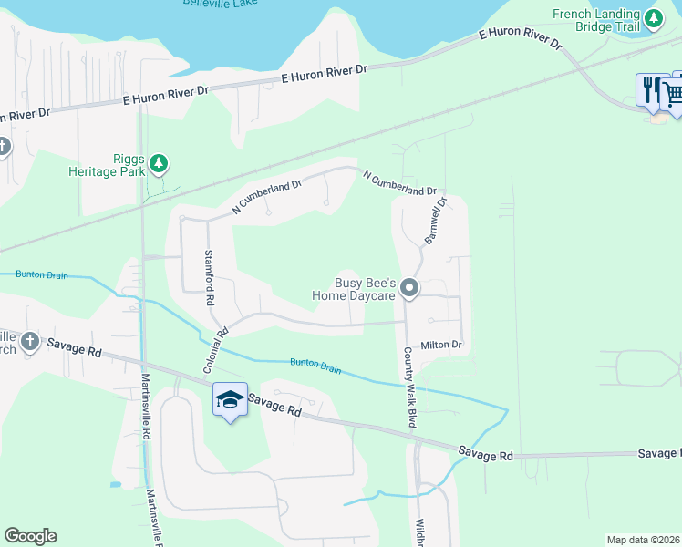 map of restaurants, bars, coffee shops, grocery stores, and more near 13595 Chester Court in Belleville