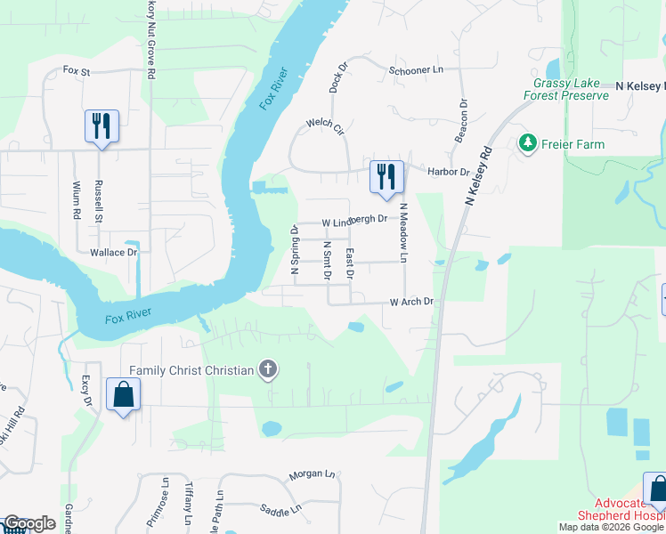 map of restaurants, bars, coffee shops, grocery stores, and more near 23449 North Summit Drive in Barrington