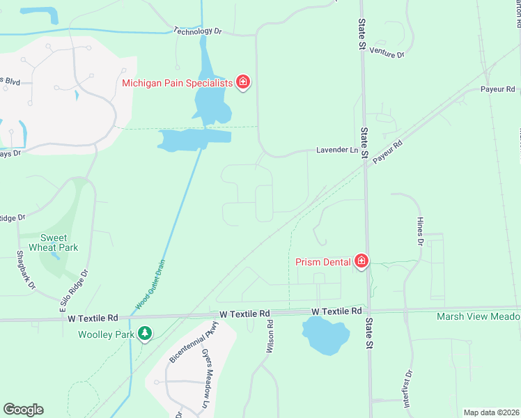 map of restaurants, bars, coffee shops, grocery stores, and more near 1465-1999 Lavender Lane in Ann Arbor