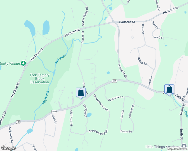 map of restaurants, bars, coffee shops, grocery stores, and more near 68 Tisdale Drive in Dover