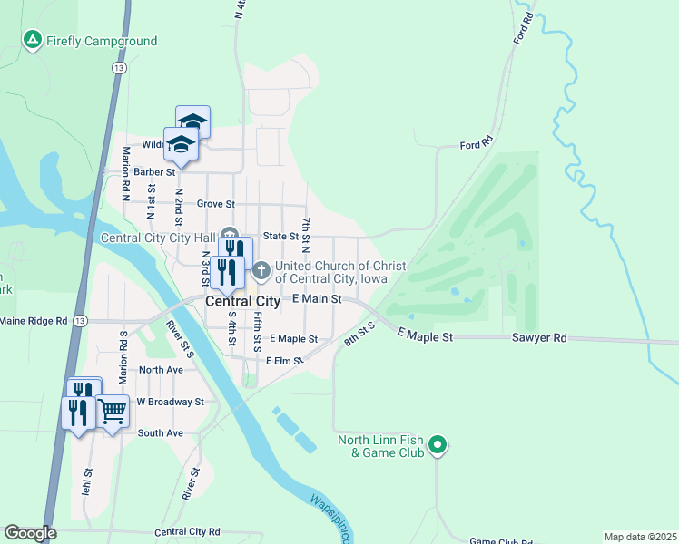 map of restaurants, bars, coffee shops, grocery stores, and more near 112 8th Street North in Central City
