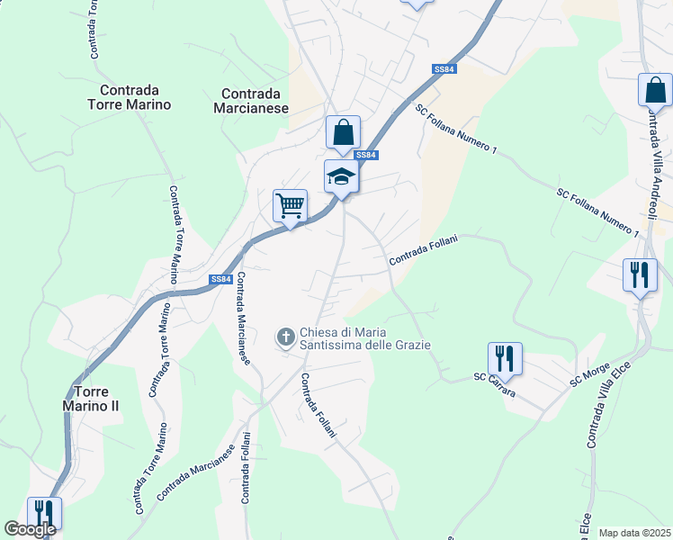 map of restaurants, bars, coffee shops, grocery stores, and more near 185 Contrada Follani in Lanciano