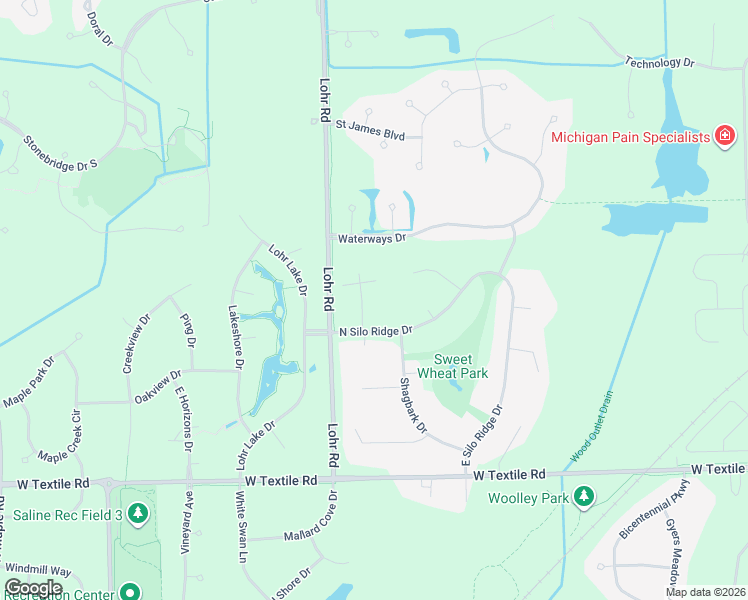 map of restaurants, bars, coffee shops, grocery stores, and more near 5637 Pebble Ridge Court in Ann Arbor