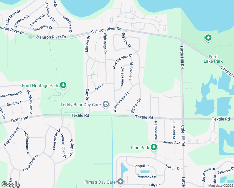 map of restaurants, bars, coffee shops, grocery stores, and more near 5825 Sunset Trail in Ypsilanti