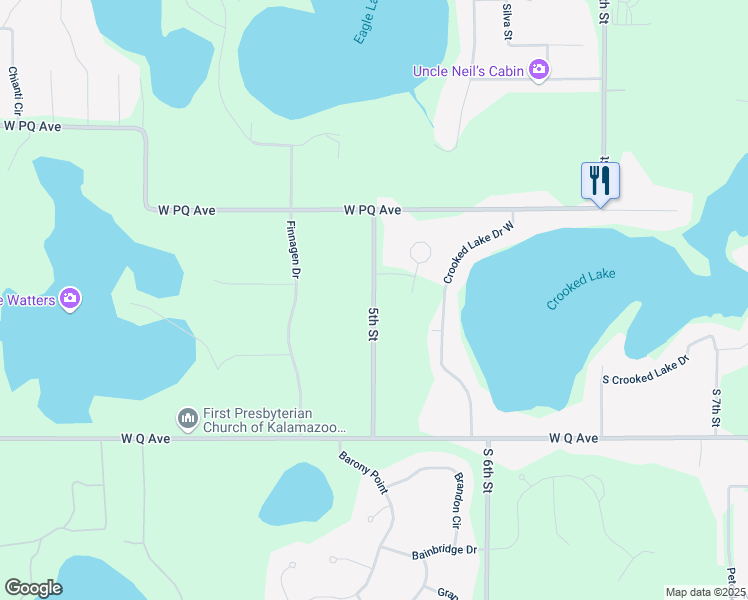 map of restaurants, bars, coffee shops, grocery stores, and more near 7696 5th Street in Mattawan