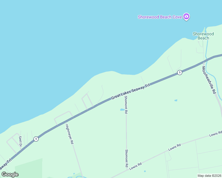 map of restaurants, bars, coffee shops, grocery stores, and more near 8510 East Lake Road in Erie