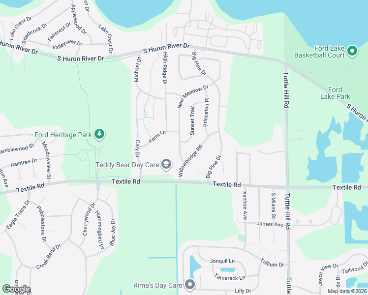 map of restaurants, bars, coffee shops, grocery stores, and more near 5825 Sunset Trail in Ypsilanti