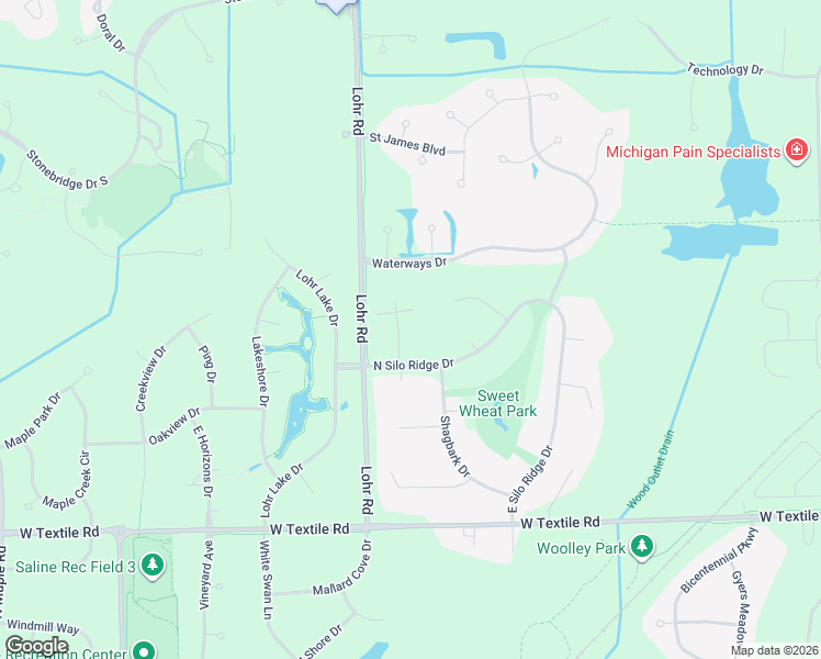 map of restaurants, bars, coffee shops, grocery stores, and more near 5637 Pebble Ridge Court in Ann Arbor