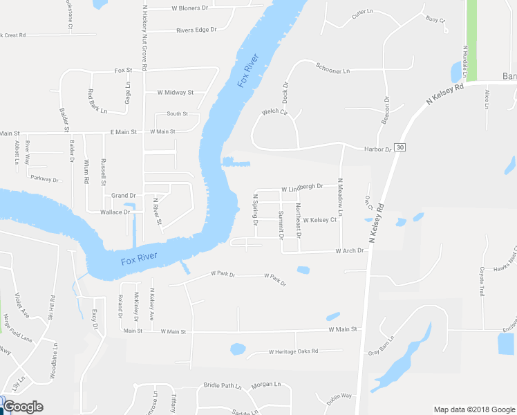 map of restaurants, bars, coffee shops, grocery stores, and more near 23515 North Spring Drive in Barrington