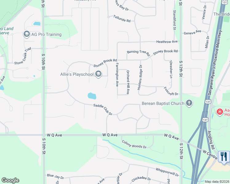 map of restaurants, bars, coffee shops, grocery stores, and more near 7682 Farmington Avenue in Kalamazoo