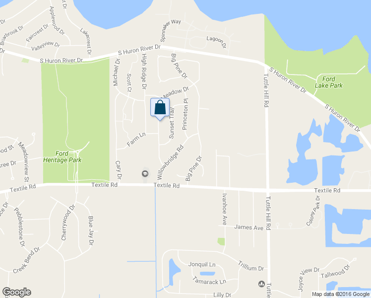 map of restaurants, bars, coffee shops, grocery stores, and more near 5861 Willowbridge Road in Ypsilanti