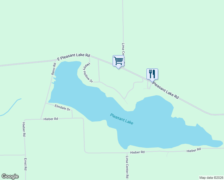 map of restaurants, bars, coffee shops, grocery stores, and more near 11605 Pleasant Shore Drive in Manchester