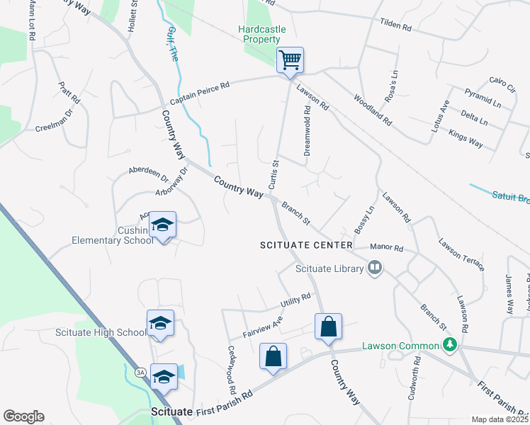 map of restaurants, bars, coffee shops, grocery stores, and more near 449 Country Way in Scituate