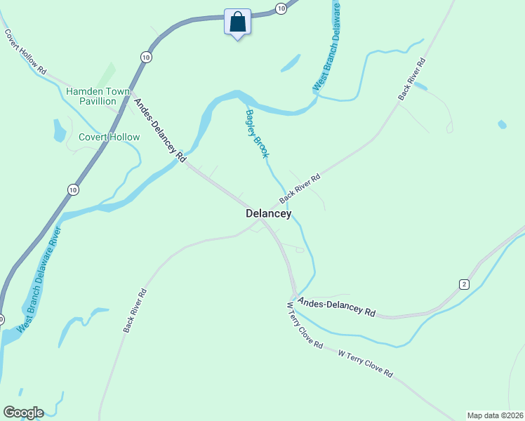 map of restaurants, bars, coffee shops, grocery stores, and more near 570 County Highway 2 in Delancey