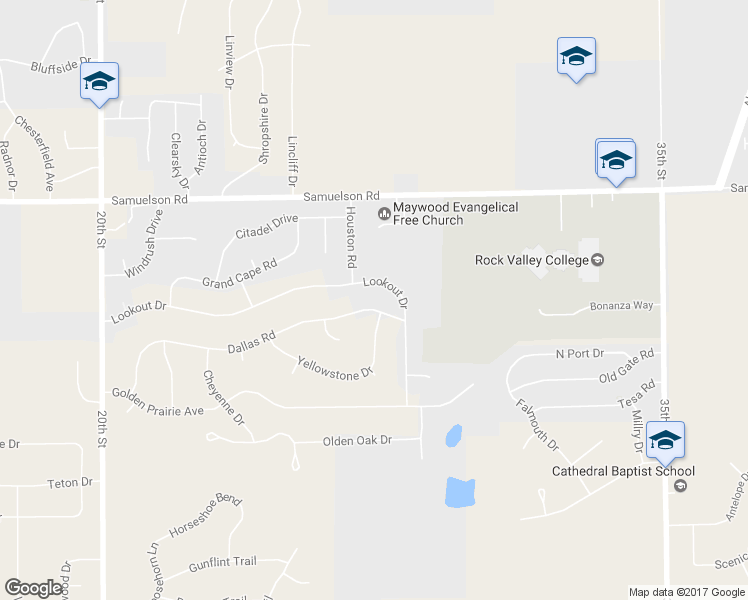 map of restaurants, bars, coffee shops, grocery stores, and more near 3610 Dallas Road in Rockford