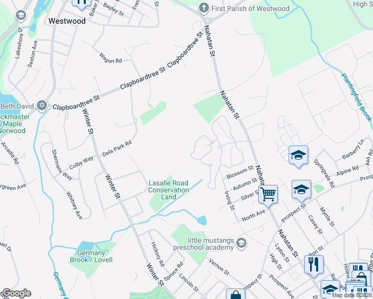 map of restaurants, bars, coffee shops, grocery stores, and more near 936 Norwest Drive in Norwood