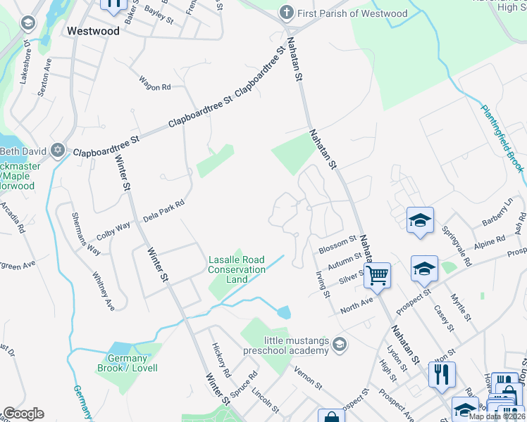 map of restaurants, bars, coffee shops, grocery stores, and more near 936 Norwest Drive in Norwood